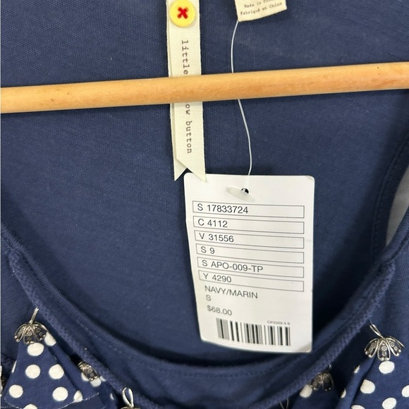 Anthropologie Little Yellow Button Blue sleeveless tassle racerback tank Small - Picture 5 of 10